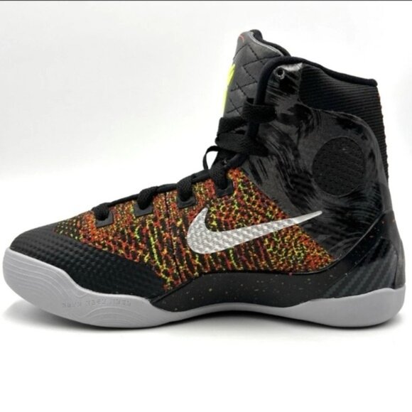 Nike Kobe IX Elite Youth 7Y Black And Metallic Basketball Silver Baseball Shoes - Picture 4 of 11